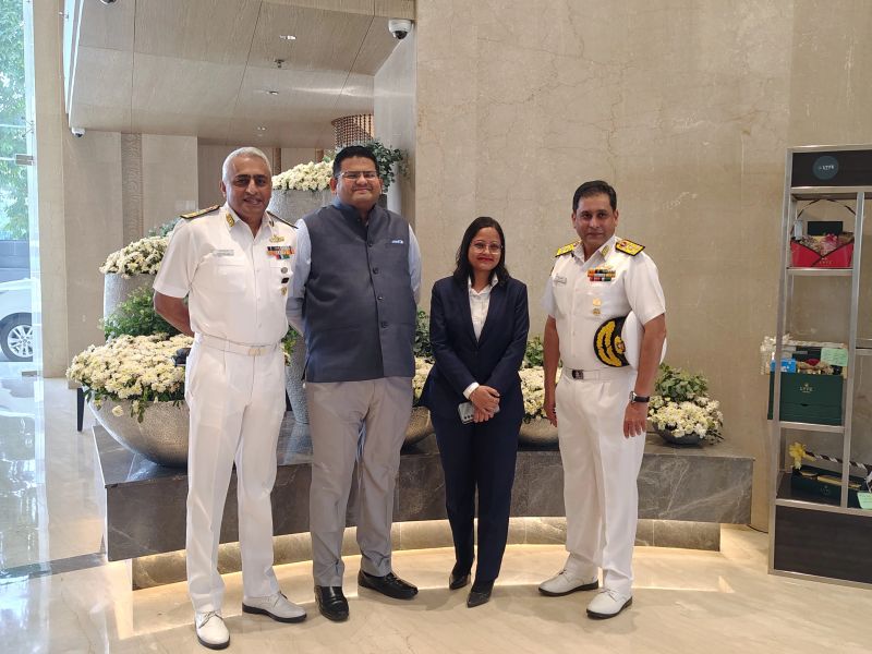 Vaishakh Surendran with Vice Admiral Sameer Saxena AVSM NM and Rear Admiral Shantanu Jha at Lyfe Hotels, 2024